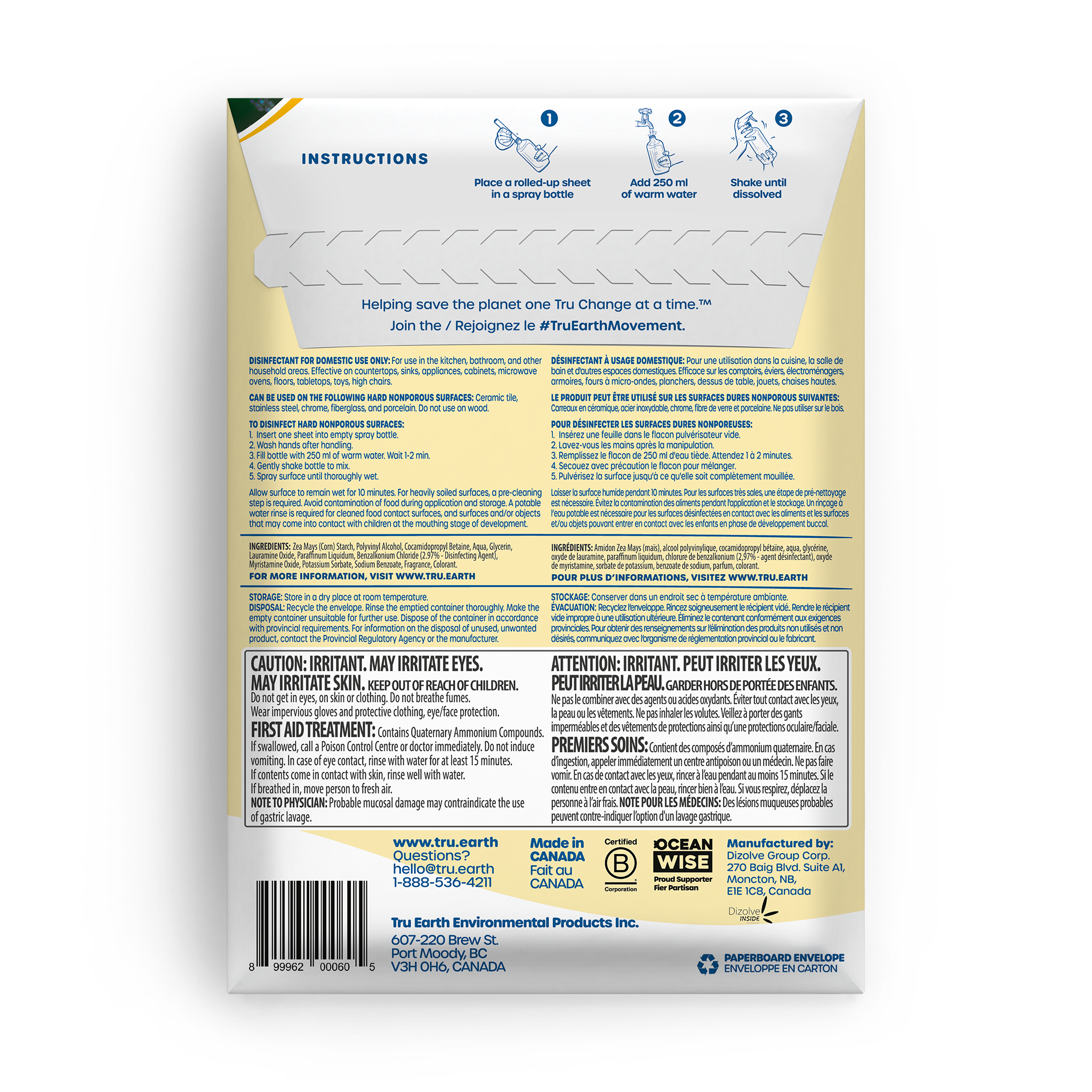Tru Earth Disinfecting Multi-Surface Cleaner - Lemon Fresh / 8 Sheets - Image 2